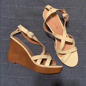 Nude strappy wedges from Aldo
